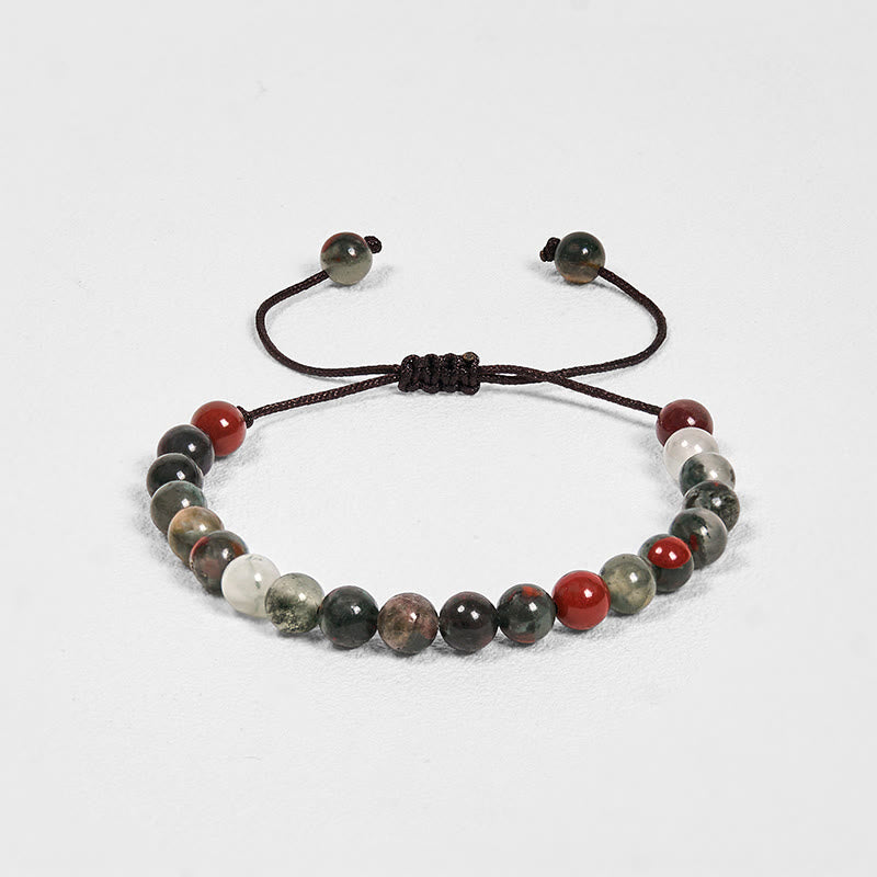 Buddha Stones 3Pcs Black Onyx Tiger Eye African Bloodstone Protection Support Set