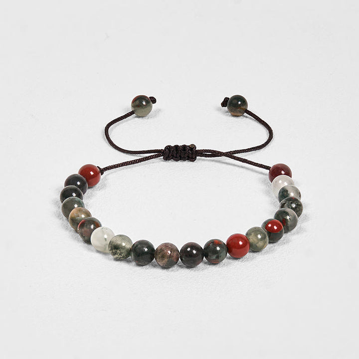 Buddha Stones 3Pcs Black Onyx Tiger Eye African Bloodstone Protection Support Set