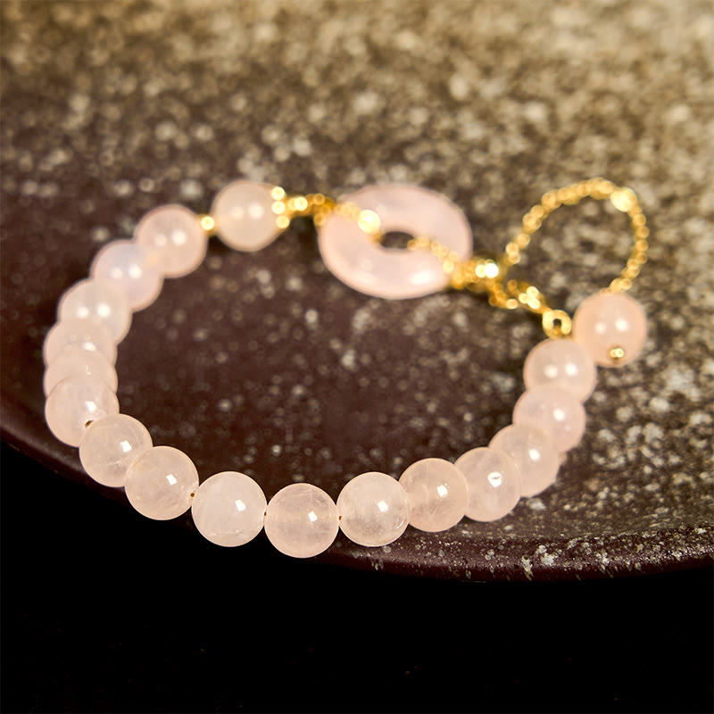Buddha Stones Natural Pink Crystal Beads Peace Buckle Self-acceptance Bracelet