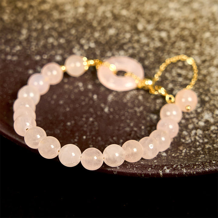 Buddha Stones Natural Pink Crystal Beads Peace Buckle Self-acceptance Bracelet