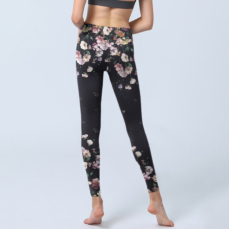Buddha Stones Pansy Flower Pattern Print Gym Leggings Women's Yoga Pants - image 6