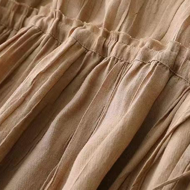 Buddha Stones Casual Plain Handmade Drawstring Waist Midi Dress Acrylic Sleeveless Dress With Pockets - image 4