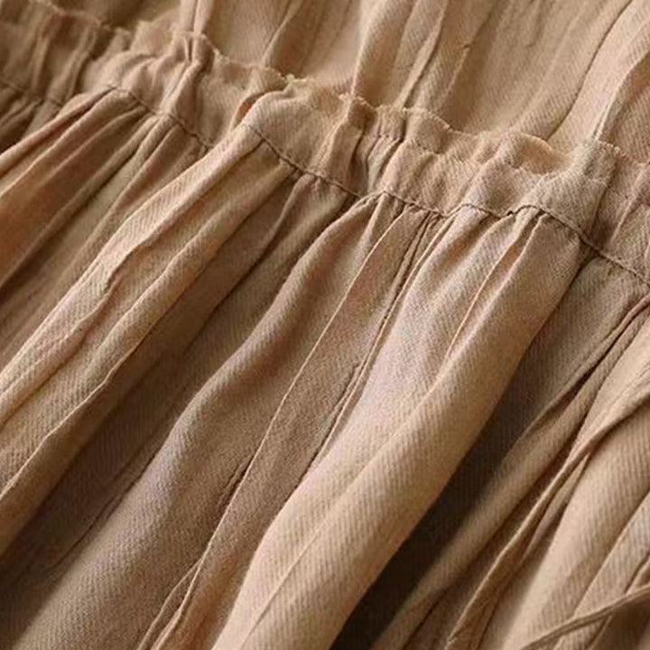 Buddha Stones Casual Plain Handmade Drawstring Waist Midi Dress Sleeveless Dress With Pockets - image 4