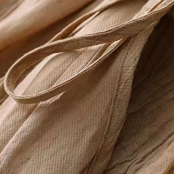 Buddha Stones Casual Plain Handmade Drawstring Waist Midi Dress Acrylic Sleeveless Dress With Pockets - image 5