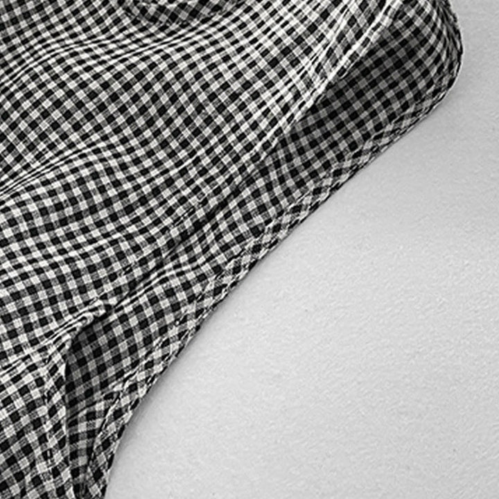 Buddha Stones Casual Plain Handmade Plaid Midi Dress Cotton Sleeveless Dress With Pockets - image 14