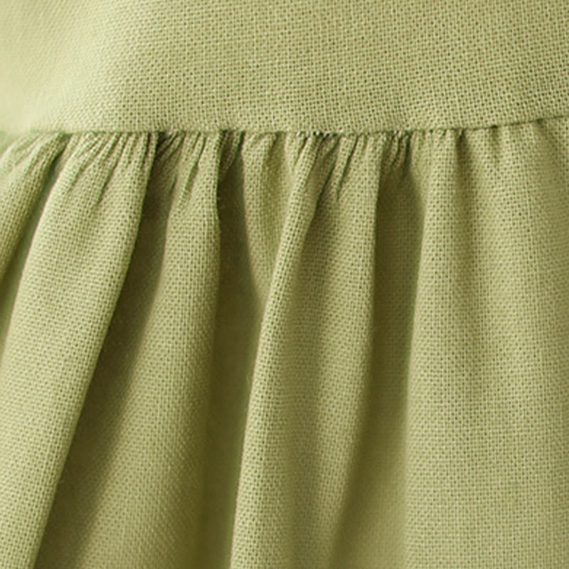 Buddha Stones Summer Casual Plain Buttons Stand Collar Design Three Quarter Sleeve Acrylic Cardigan Midi Dress With Pockets - image 9