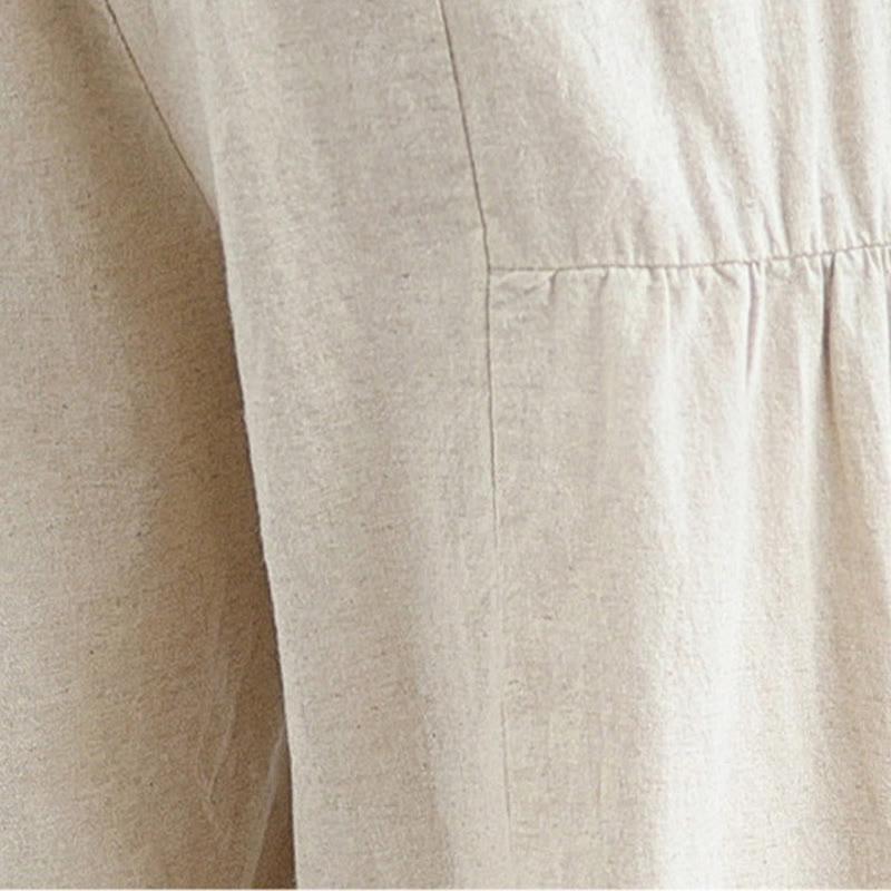 Buddha Stones Casual Plain Lace Splicing Cotton Linen Women's Cropped Wide Leg Pants With Pockets - image 8