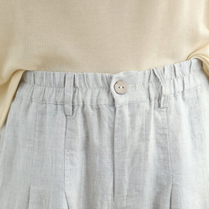 Buddha Stones Casual Summer Solid Color High Waist Women's Cotton Linen Harem Pants With Pockets - image 5