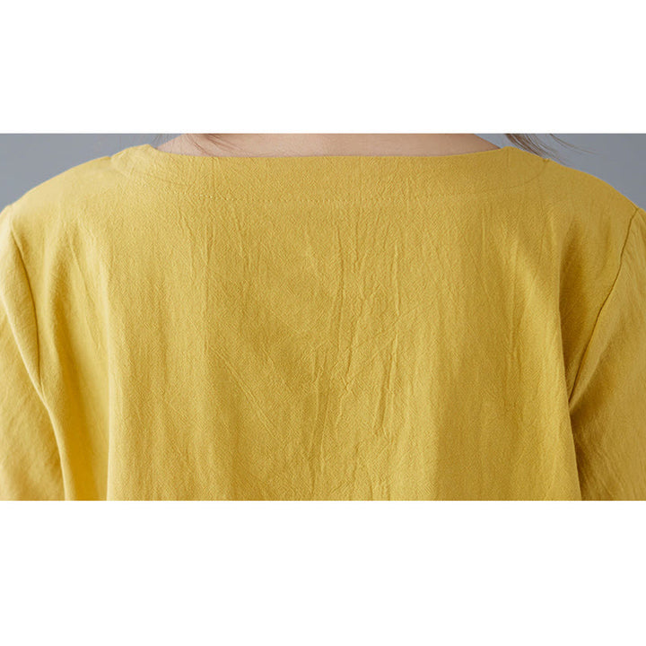 Buddha Stones Side Slit Design Women's Cotton Polyester Crew Neck Short Sleeve T-Shirt Wtih Pocket - image 9