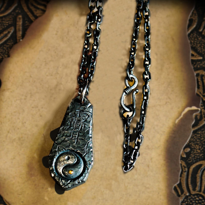 Buddha Stones 999 Sterling Silver 24k Gold Big Dipper Yin Yang Design Harmony Necklace Pendant - 999 Sterling Silver & Silver Chain - image 10