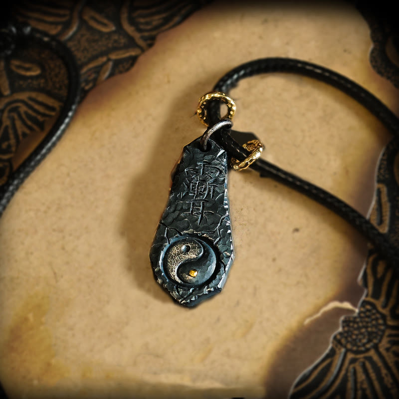 Buddha Stones 999 Sterling Silver 24k Gold Big Dipper Yin Yang Design Harmony Necklace Pendant - image 3