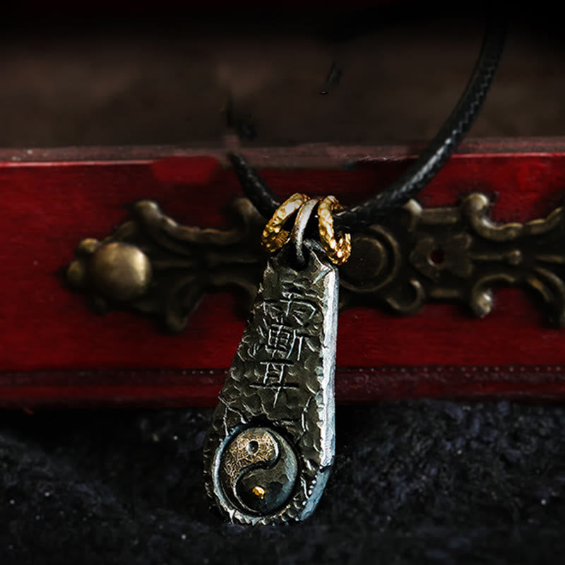 Buddha Stones 999 Sterling Silver 24k Gold Big Dipper Yin Yang Design Harmony Necklace Pendant - image 1