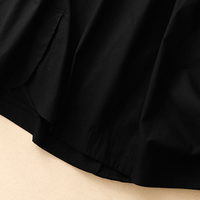 Buddha Stones Summer Plain Crew Neck Simple Short Sleeve Design Midi Dress With Pockets - image 14