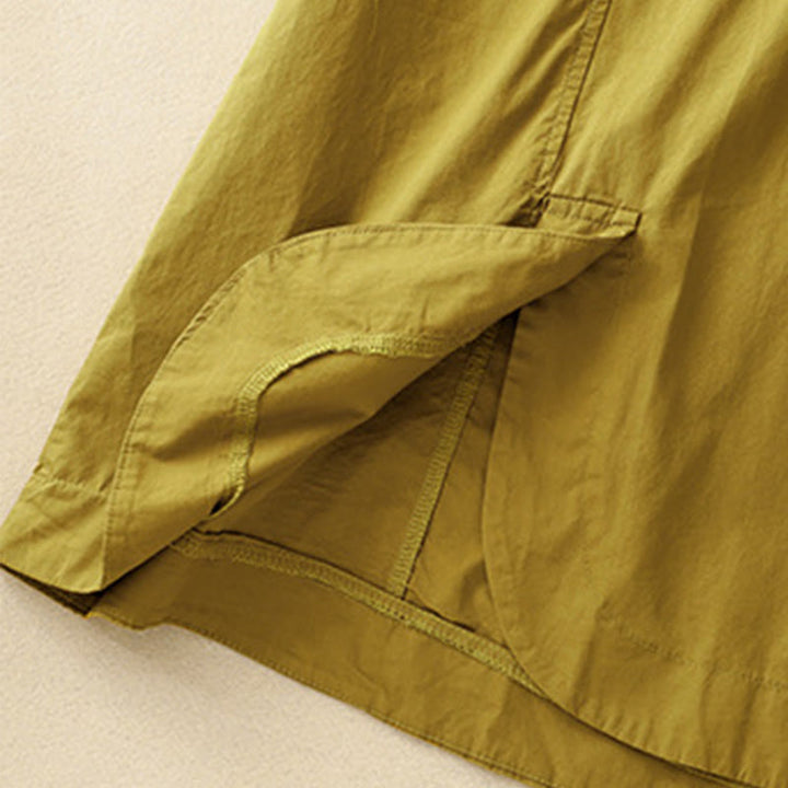 Buddha Stones Summer Plain Crew Neck Simple Short Sleeve Design Midi Dress With Pockets - image 21