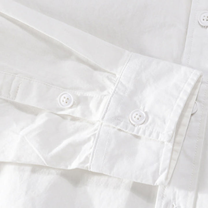 Buddha Stones Spring Daily Line Patchwork Design Lapel Men's Long Sleeve Cotton Linen Shirt With Pockets - image 12