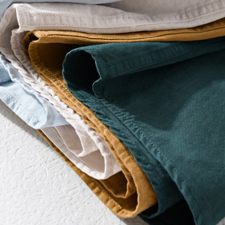 Buddha Stones Daily Pure Color Lapel Men's Short Sleeve Cotton Linen Shirt With Pockets - image 22