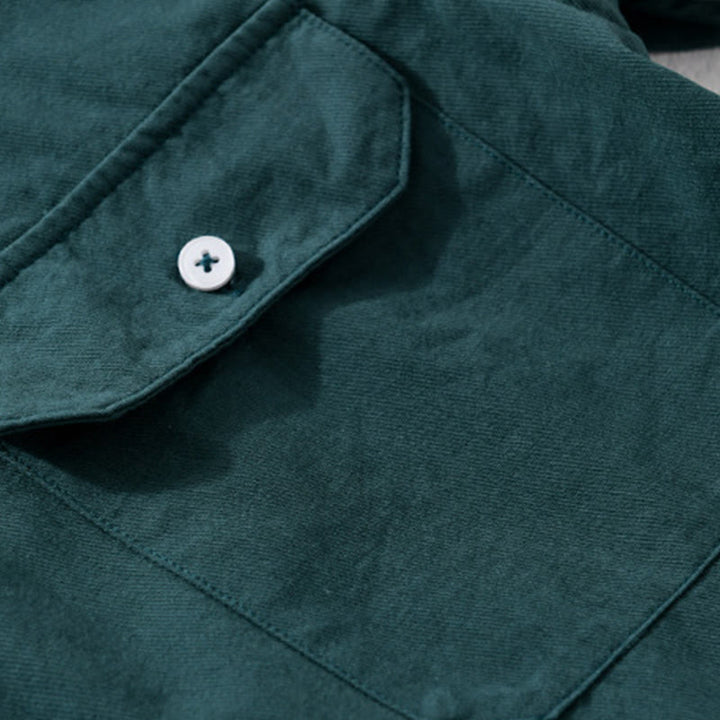 Buddha Stones Daily Pure Color Lapel Men's Short Sleeve Cotton Linen Shirt With Pockets - image 10