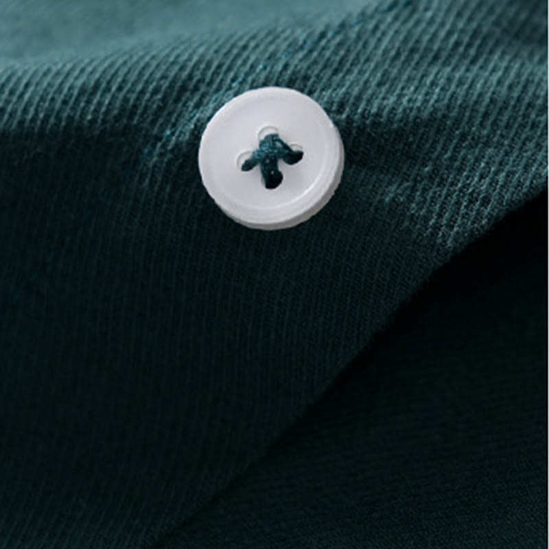 Buddha Stones Daily Pure Color Lapel Men's Short Sleeve Cotton Linen Shirt With Pockets - image 11