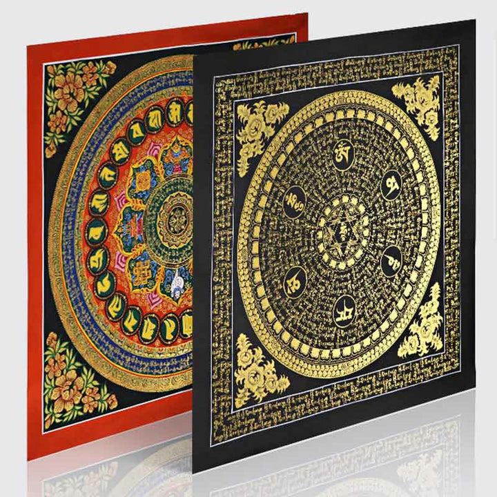 Buddha Stones Tibetan Thangka Painting Om Mani Padme Hum Scripture Handmade Decoration(Random Style) - image 3