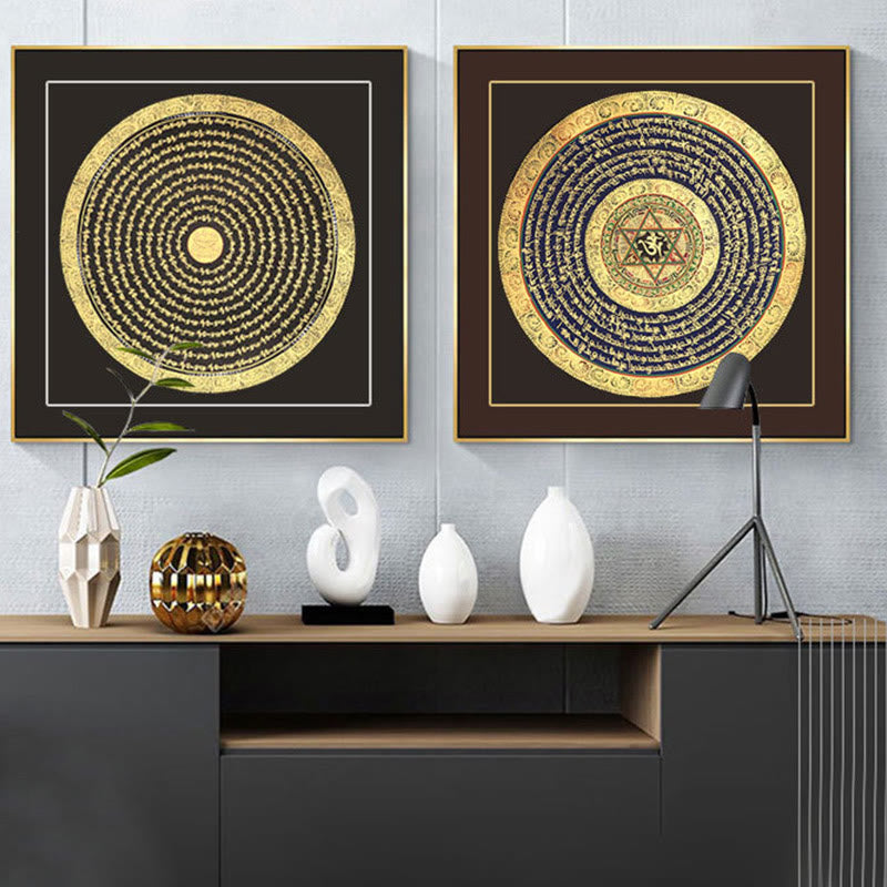 Buddha Stones Tibetan Thangka Painting Six True Words Scripture Handmade Decoration Blind Box(Random Style) - image 3