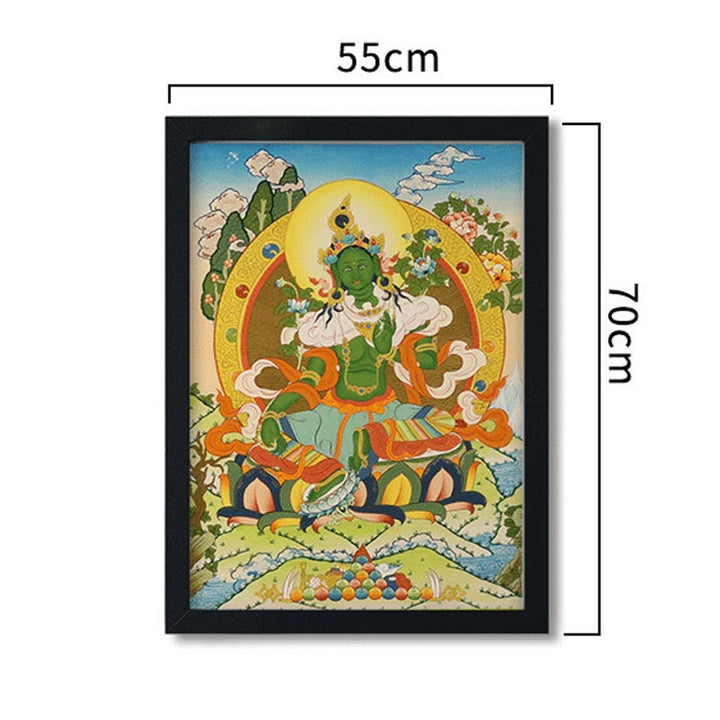 Buddha Stones Tibetan Thangka Painting Yellow God of Wealth Green Tara Avalokitesvara Handmade Decoration Blind Box(Random Style) - image 10