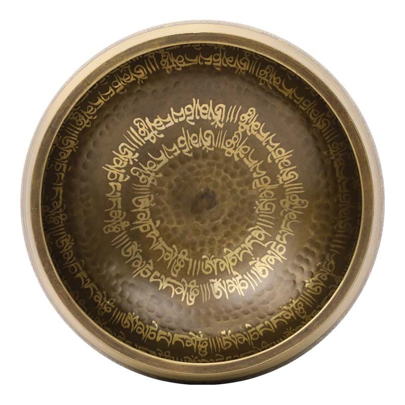 Buddha Stones Handcrafted Singing Bowl Scripture Pattern for Healing and Meditation Sound Bowl Set - image 13