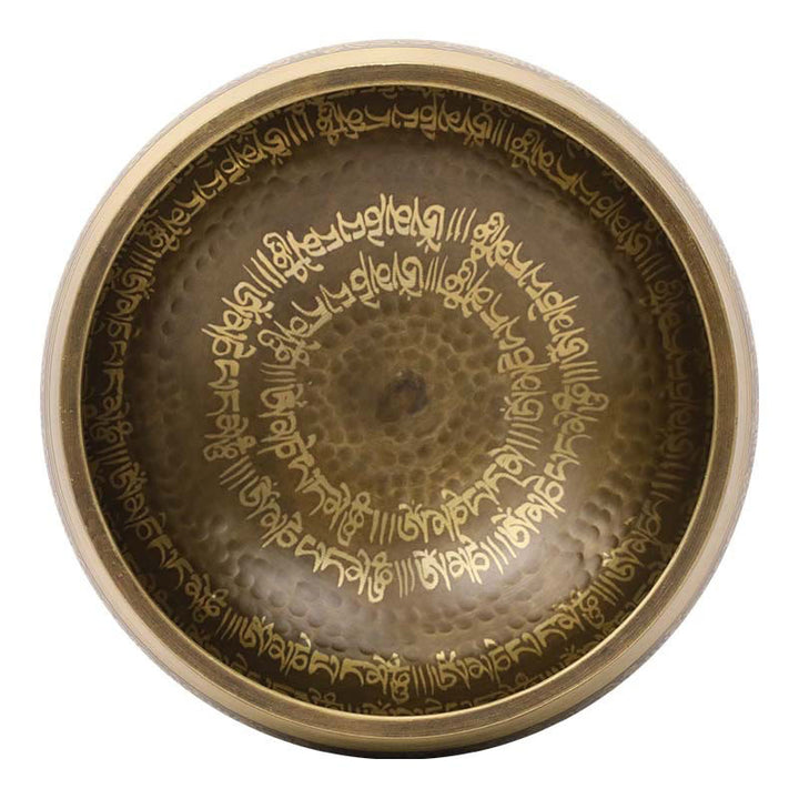 Buddha Stones Handcrafted Singing Bowl Scripture Pattern for Healing and Meditation Sound Bowl Set - image 13