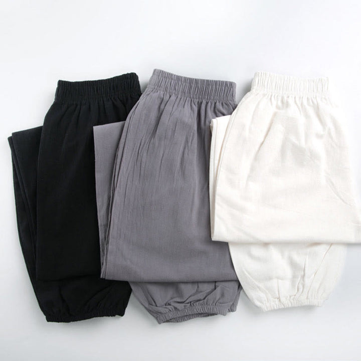 Buddha Stones Summer Solid Color Unisex Elastic Waist Tai Chi Qigong Practice Pants With Pockets - image 15