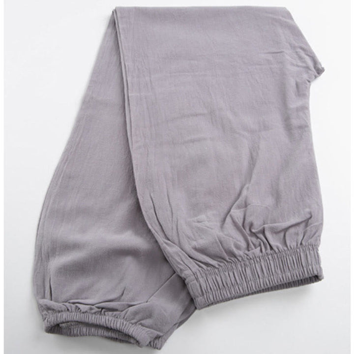 Buddha Stones Summer Solid Color Unisex Elastic Waist Tai Chi Qigong Practice Pants With Pockets - image 3