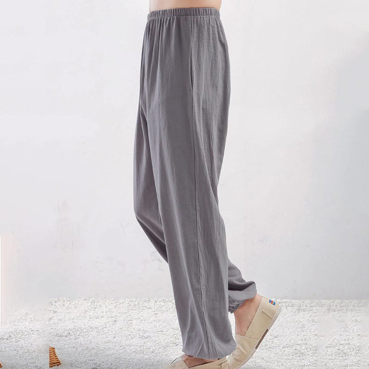 Buddha Stones Summer Solid Color Unisex Elastic Waist Tai Chi Qigong Practice Pants With Pockets - Gray Female - 3XL-FIT FOR US/UK/AU/EU-2XL - image 2