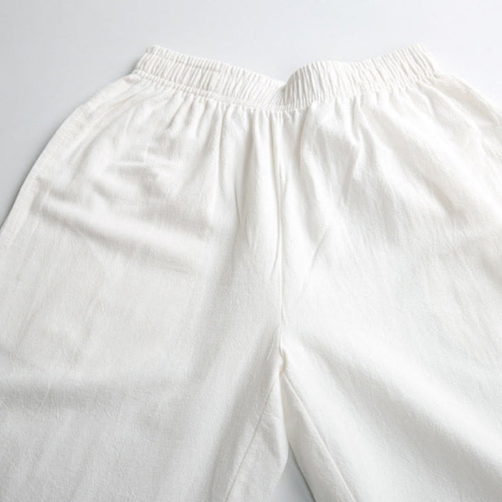 Buddha Stones Summer Solid Color Unisex Elastic Waist Tai Chi Qigong Practice Pants With Pockets - image 7