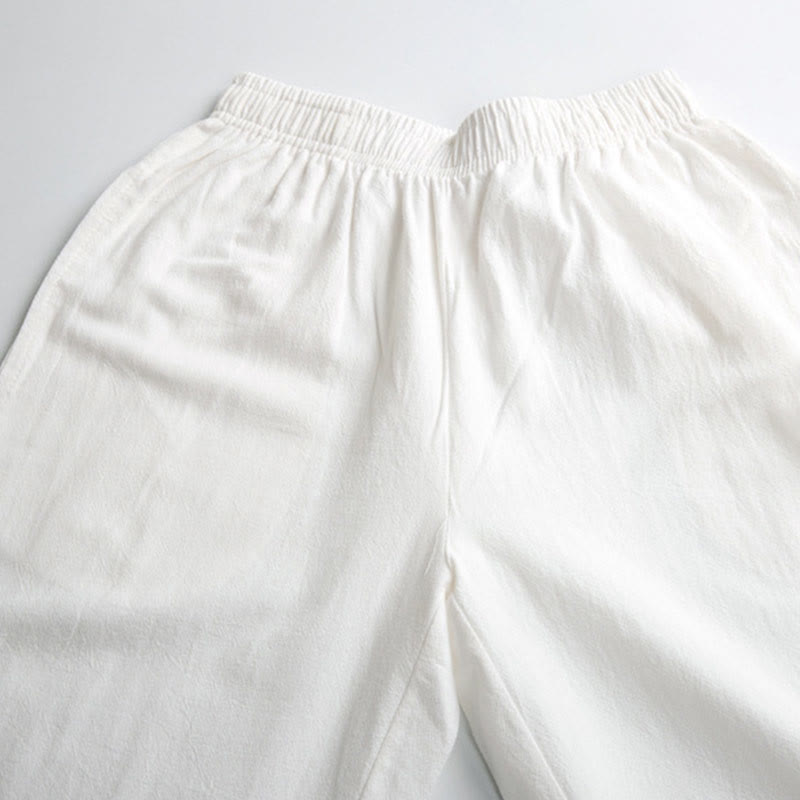 Buddha Stones Summer Solid Color Unisex Elastic Waist Tai Chi Qigong Practice Pants With Pockets - image 7