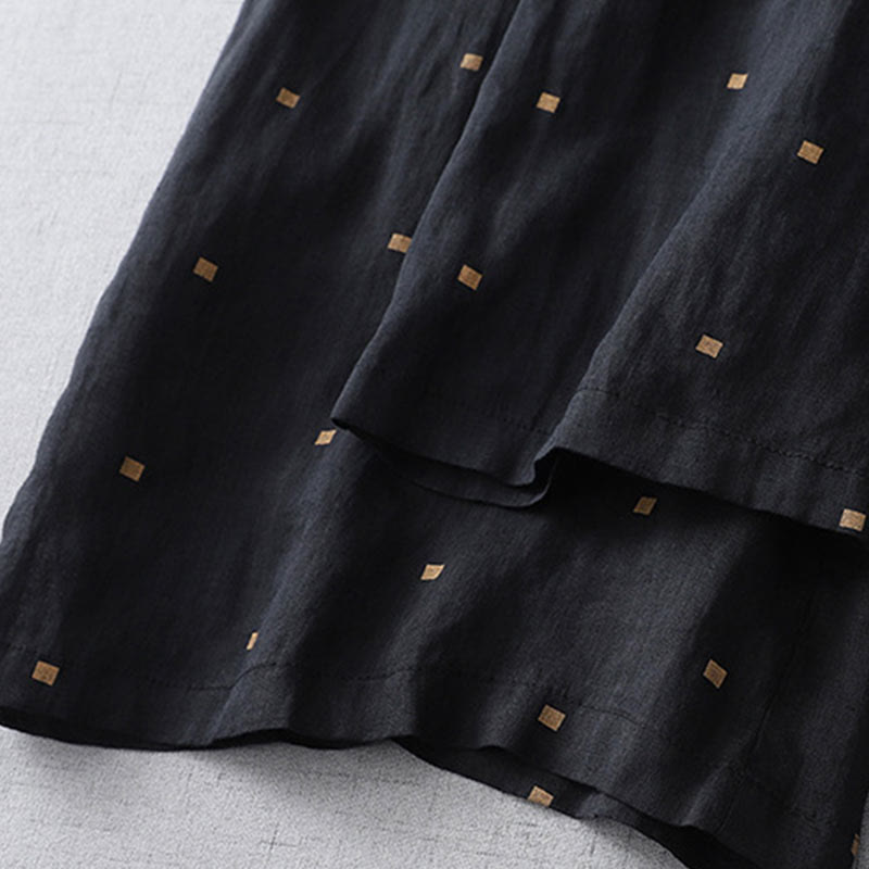 Buddha Stones Summer Casual Polka Dot Pattern Design Cotton Linen Women's Wide Leg Pants With Pockets - image 13