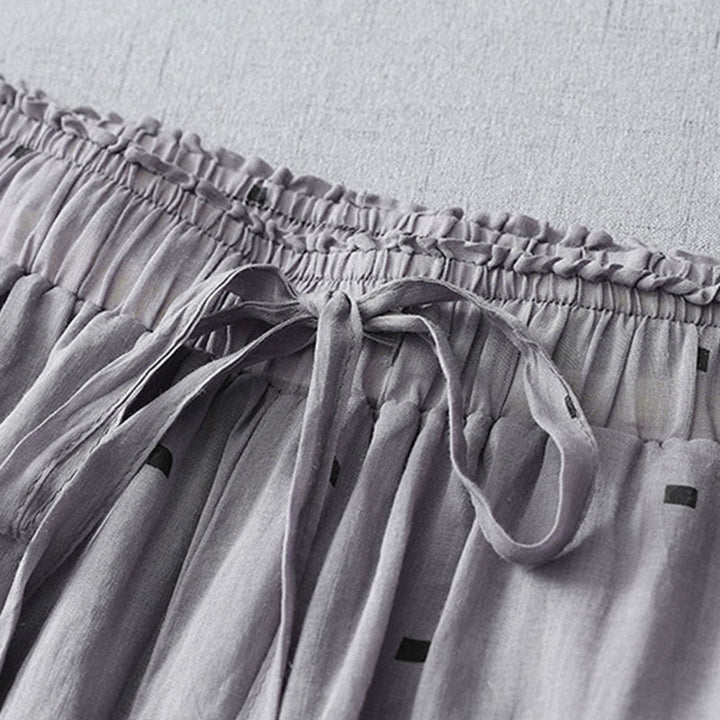 Buddha Stones Summer Casual Polka Dot Pattern Design Cotton Linen Women's Wide Leg Pants With Pockets - image 2