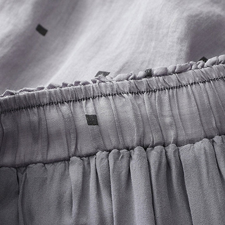 Buddha Stones Summer Casual Polka Dot Pattern Design Cotton Linen Women's Wide Leg Pants With Pockets - image 5