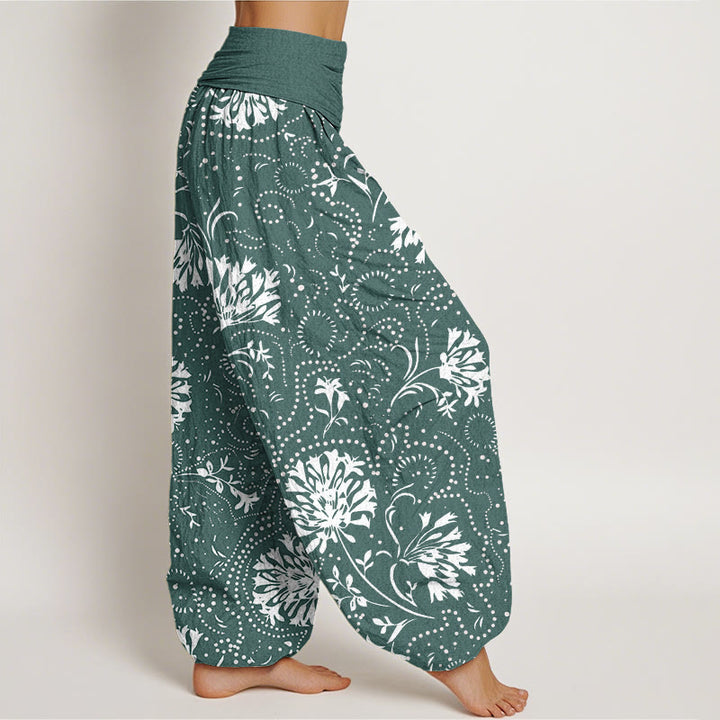 Buddha Stones Casual Floral Vine Plant Pattern Women's Elastic Waist Harem Pants - image 2