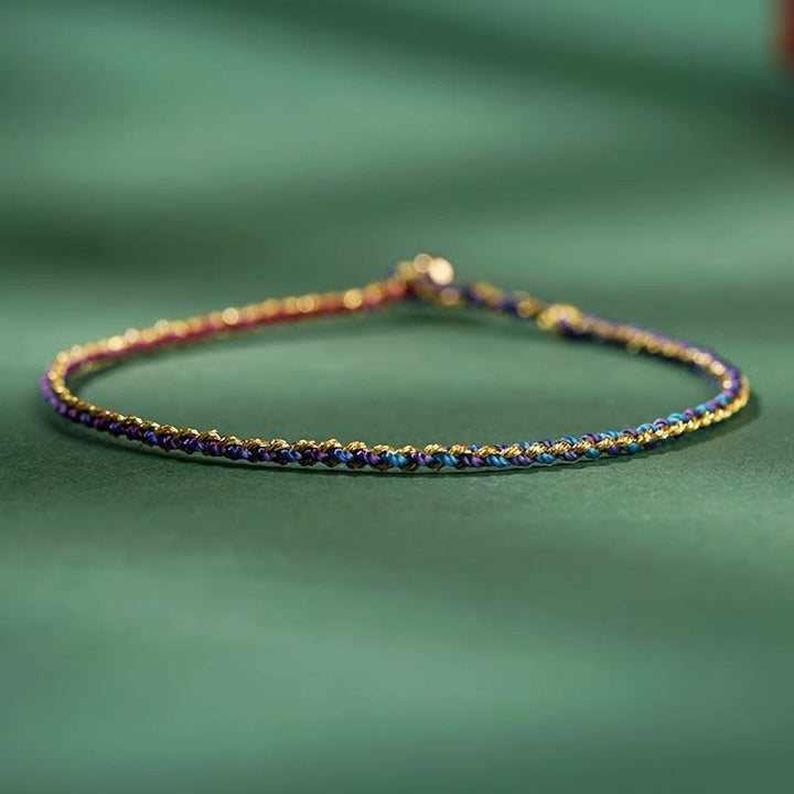 Buddha Stones Colorful Rope Luck Coin Bead Abundance Extra Thin Braided Bracelet