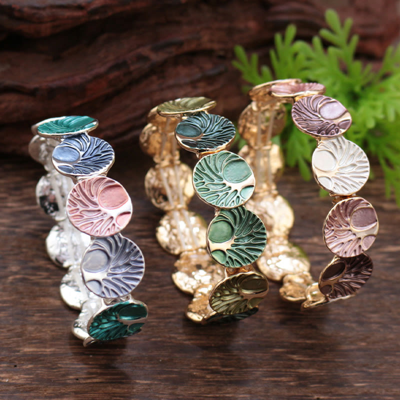 Buddha Stones The Tree Of Life Creation Enamel Alloy Bracelet