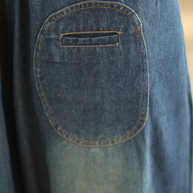 Buddha Stones Casual DarkSlateBlue Plain Drawstring Cotton Women's Harem Pants With Pockets - image 7