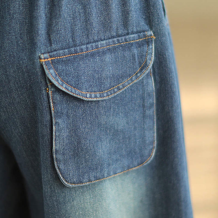 Buddha Stones Casual DarkSlateBlue Plain Drawstring Cotton Women's Harem Pants With Pockets - image 8