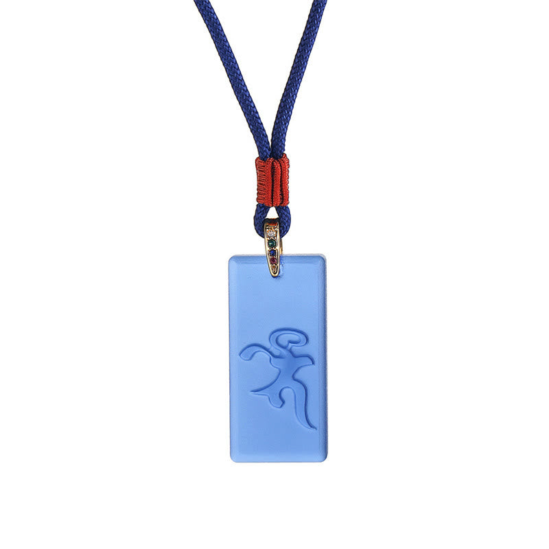 Buddha Stones Tibetan Green Tara Medicine Buddha Sanskrit Pattern Liuli Crystal Protection Necklace Pendant