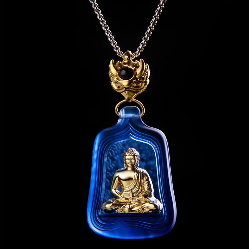 Buddha Stones Tibetan Medicine Buddha Liuli Crystal Compassion Serenity Necklace Pendant - image 2
