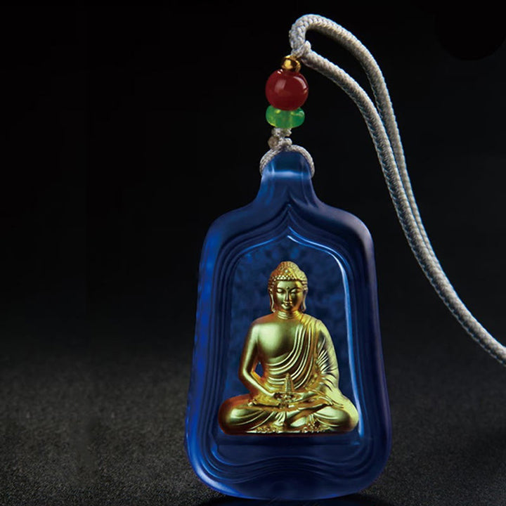 Buddha Stones Tibetan Medicine Buddha Liuli Crystal Compassion Serenity Necklace Pendant - image 4