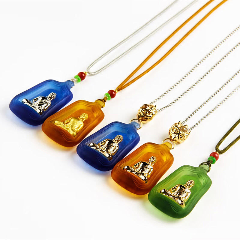Buddha Stones Tibetan Medicine Buddha Liuli Crystal Compassion Serenity Necklace Pendant - image 6