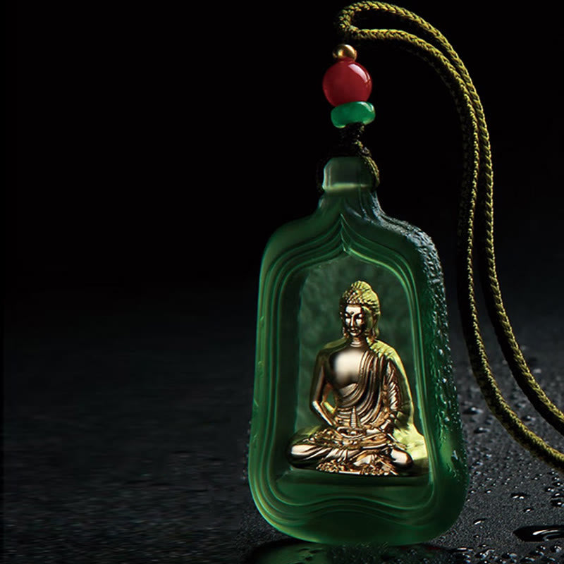 Buddha Stones Tibetan Medicine Buddha Liuli Crystal Compassion Serenity Necklace Pendant - image 9