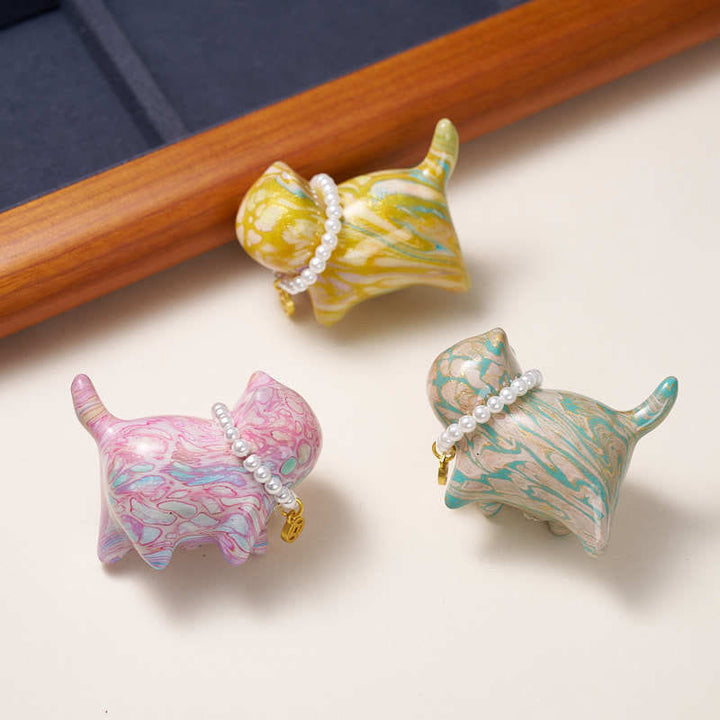 Buddha Stones Sandalwood Lucky Mini Cat Lacquer Craft Healing Decoration Random Color(Blind Box) - image 2