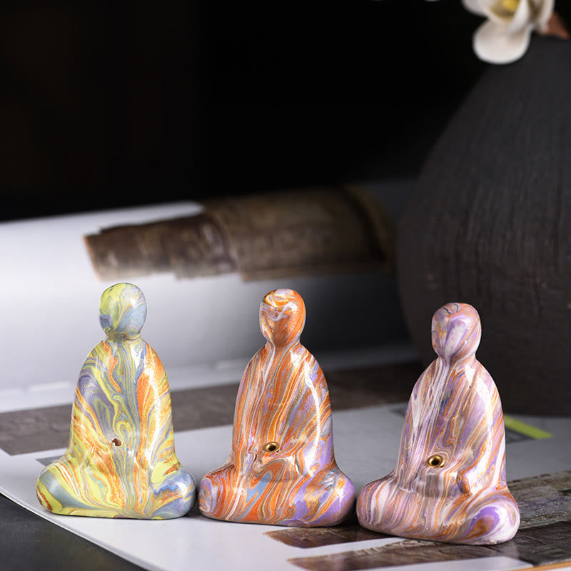 Buddha Stones Mini Formless Buddha Ebony Wood Lacquer Craft Peace Incense Stick Holder Decoration - image 20