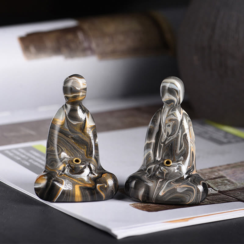 Buddha Stones Mini Formless Buddha Ebony Wood Lacquer Craft Peace Incense Stick Holder Decoration - image 17