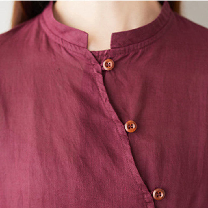 Buddha Stones Casual 2pcs Plain Three Quarter Sleeve Slanted Collar Shirt Top Skirt With Pockets Meditation Zen Tai Chi Clothing Women's Set - image 9