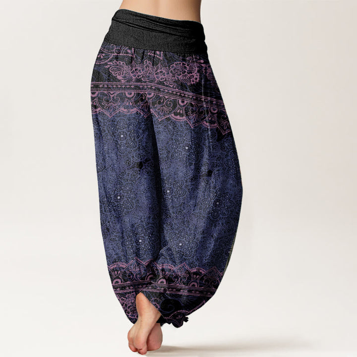 Buddha Stones Pure Cotton Elegant Mandala Flowers Design Women's Elastic Waist Harem Pants - image 7